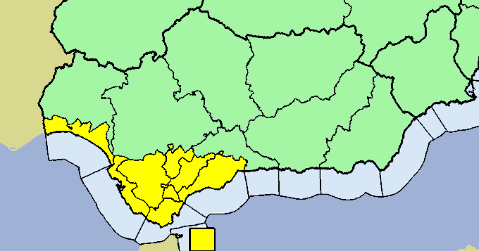 Mapa de avisos para el 28 de febrero