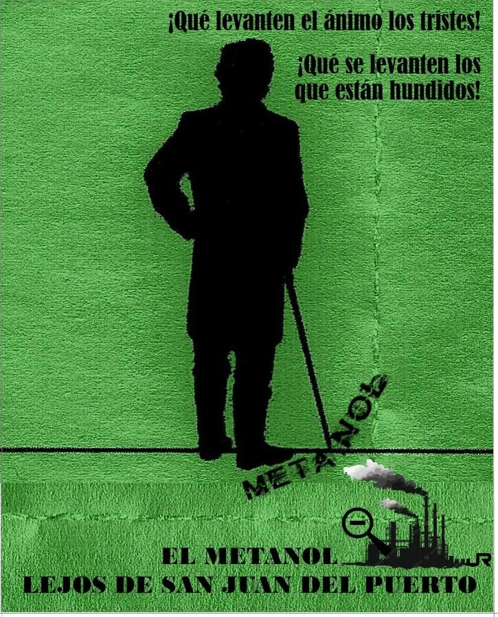 Cartel difundido por la Mesa de la Ría en contra de la planta de metanol.