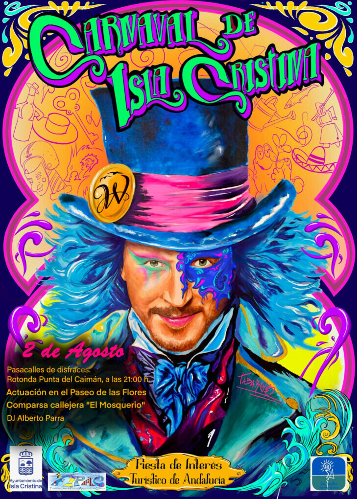 Cartel de la muestra de carnaval 2025 en Isla Cristina.