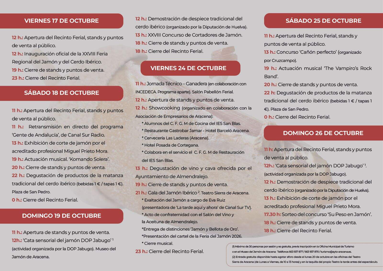 Feria Regional del Jamón y del Cerdo Ibérico de Aracena.