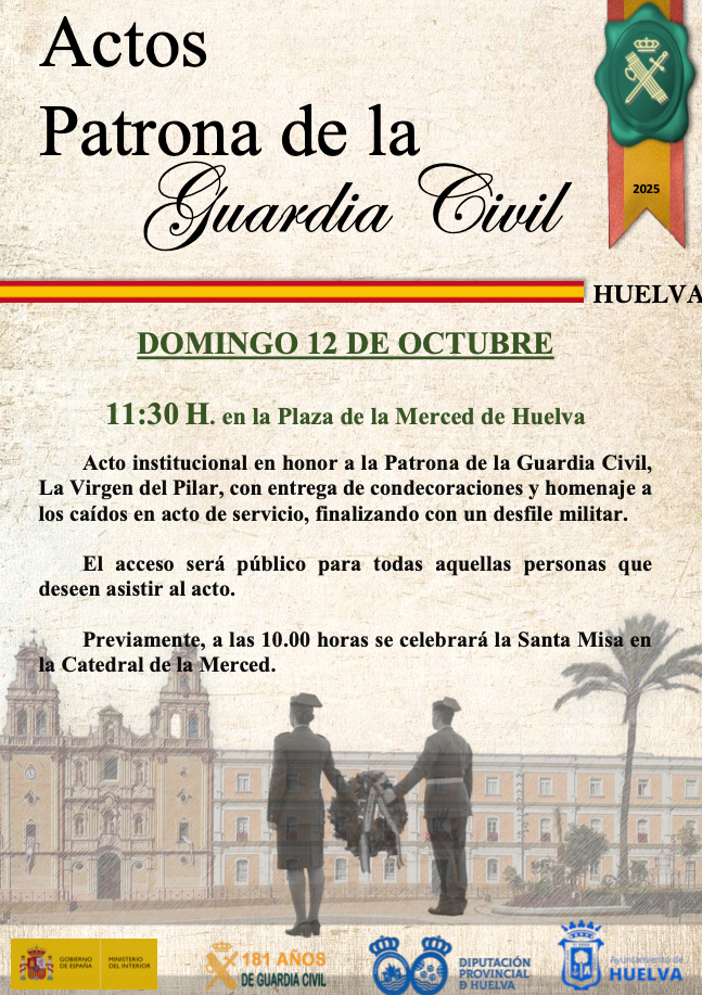 Cartel de actos de la Patrona de la Guardia Civil.