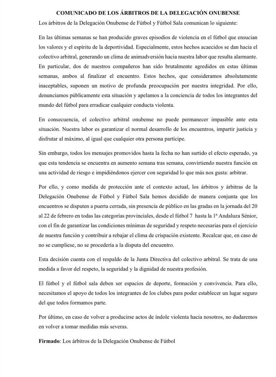 El comunicado arbitral.