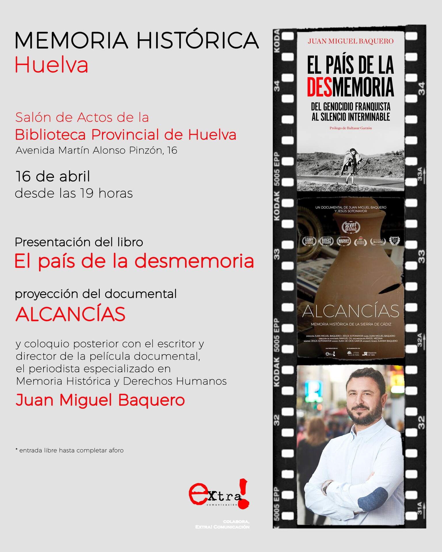 La Biblioteca Provincial acoge la presentación de ‘El país de la desmemoria’ de Juan Miguel Baquero