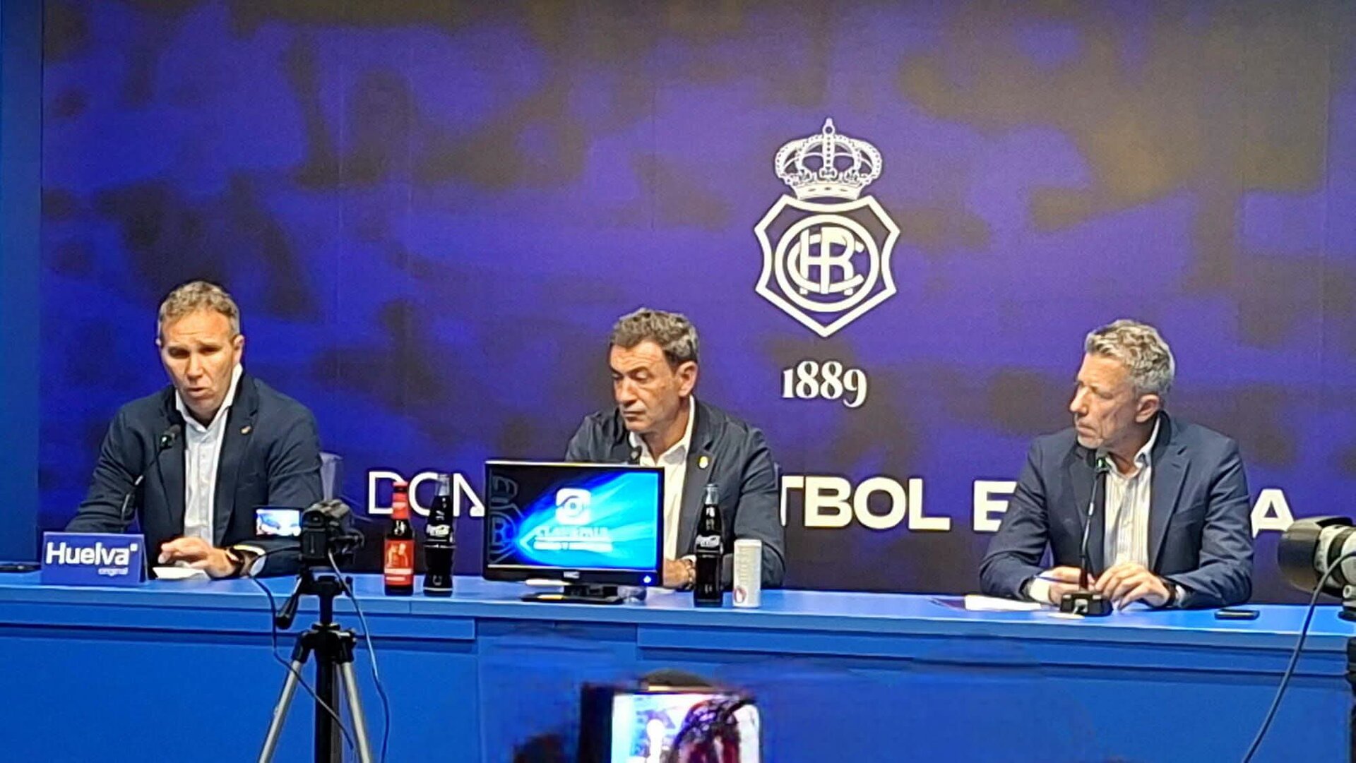 Joaquín López el dia de la presentación del entrenador Jesús Galván, junto al Director Deportivo Luci Martín