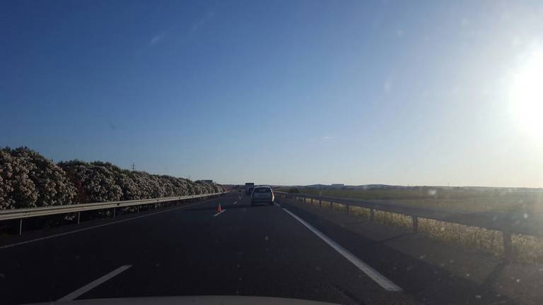 Herido tras volcar su vehículo en la A-49 a la altura de Niebla