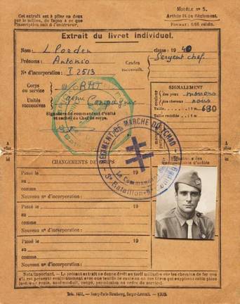 Cartilla militar de Antonio Llordén (Col. Larura Llordén)