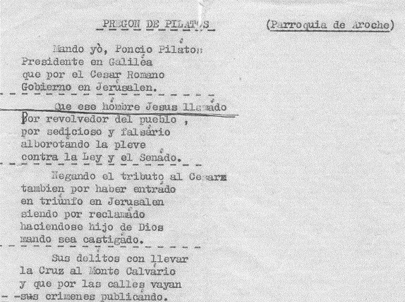 Se recupera un texto del ‘Sermón de Pilatos’ de Aroche datado en 1948