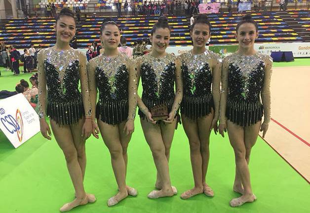 Podio para las cadetes del Rítmico Colombino en el Campeonato de España Base
