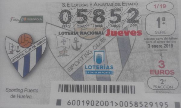 El Sporting Puerto de Huelva reparte suerte con la Lotería Nacional