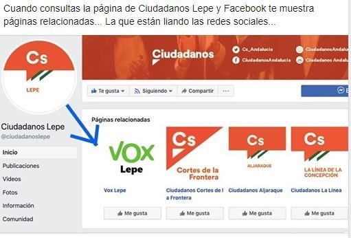 Ciudadanos y VOX de Lepe desvelan sus buenas relaciones políticas en Facebook