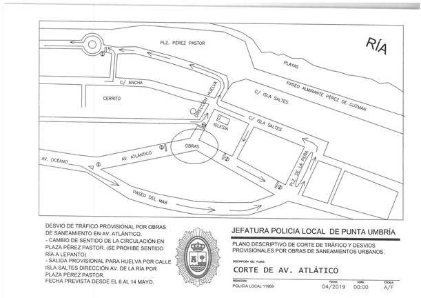 El Ayuntamiento de Punta corta el tráfico en La Canaleta por obras de saneamiento