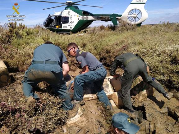 La Guardia Civil frustra dos alijos con casi 4.000 kilos de hachís en Lepe y Ayamonte