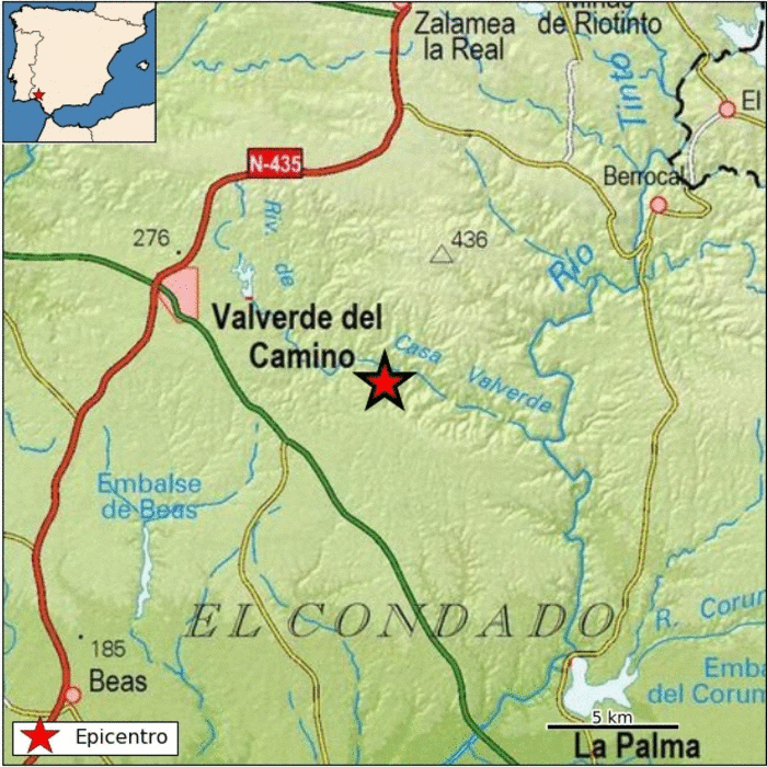Registrado un seísmo de 3,1 grados en Valverde del Camino