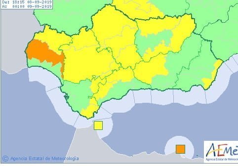 Alerta naranja por fuertes lluvias en el Condado y Andévalo hasta las 22.00 horas