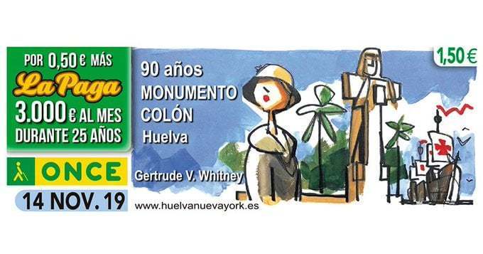 El monumento de Colón protagoniza el cupón de la ONCE de este jueves