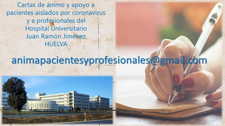 El hospital Juan Ramón Jiménez invita a los ciudadanos a escribir a pacientes con coronavirus