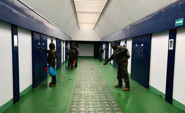 El Ejército desinfecta la cárcel de Huelva