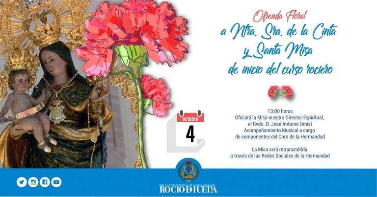 La Hermandad del Rocío de Huelva arrancará el curso con una ofrenda floral a la Cinta