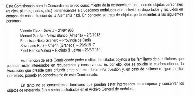 ¿Conoce a algún familiar del deportado antifascista Fidel Ramos Valera?
