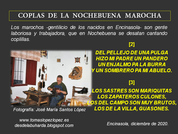 Tomás López recopila las coplas de la Nochebuena de Encinasola