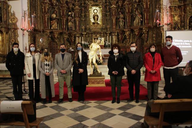 Higuera de la Sierra disfruta ya de la imagen restaurada de San Sebastián Mártir