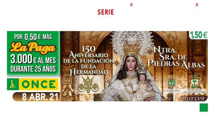 El sorteo de La Once del 8 de abril rinde homenaje a la Hermandad de Piedras Albas