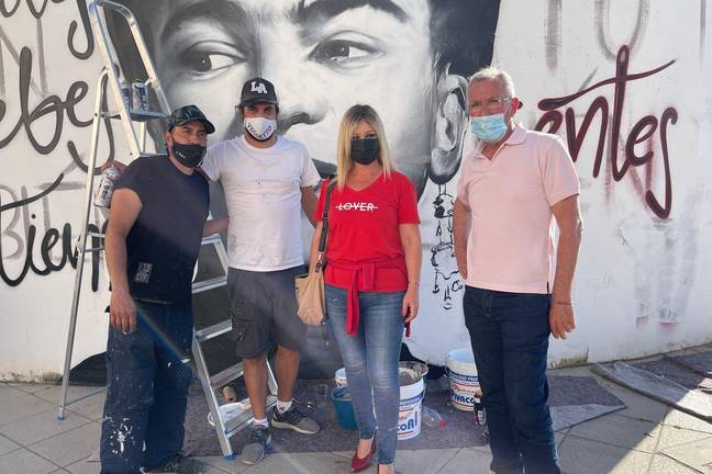 Jacobo Palos y Álvaro Redondo firman un mural contra la violencia de género 2 Jacobo Palos y Álvaro Redondo firman un mural contra la violencia de género