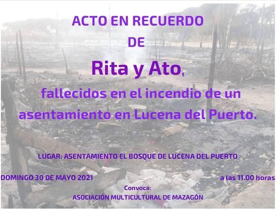 Convocan un acto de recuerdo a los dos inmigrantes muertos en el incendio de Lucena