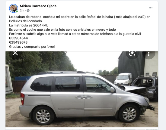 Roban un coche a plena luz del día en Bollullos par del Condado