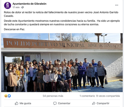 Ayuntamiento y hermandades muestran sus condolencias a la familia de Garrido
