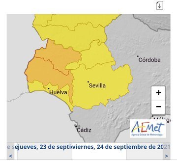 AEMET pone en aviso naranja a Sierra, Andévalo y Condado por fuertes lluvias y tormentas