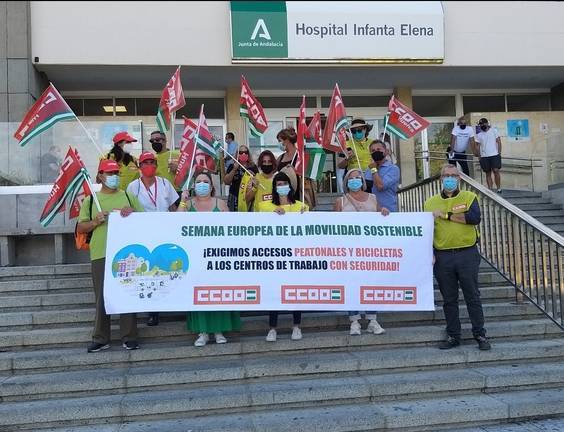 CCOO Huelva reivindica con una marcha accesos sostenibles a los centros de trabajo