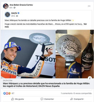 Marc Márquez logra que el onubense Hugo Millán se suba al podio de Motorland