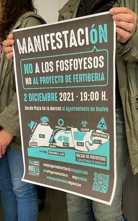 Pancarta de la Manifestación "No a los fosfoyesos"