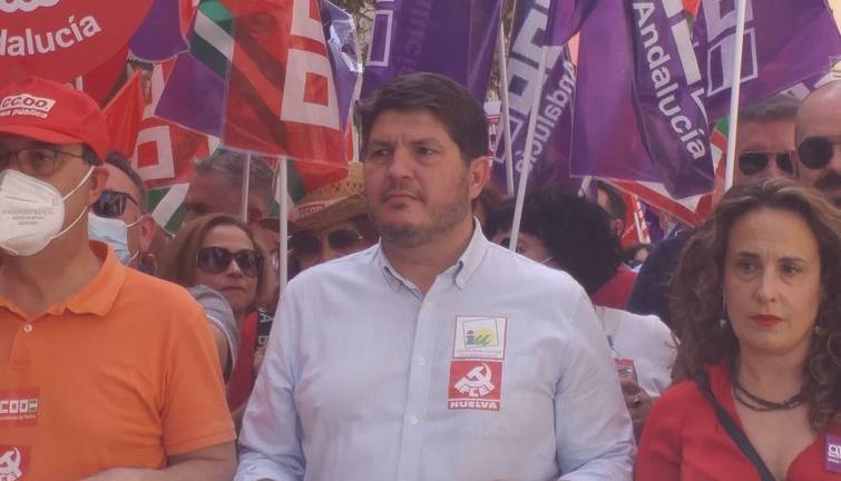 Marcos Toti, coordinador provincial de IU en la reciente manifestación del 1 de mayo, en Huelva